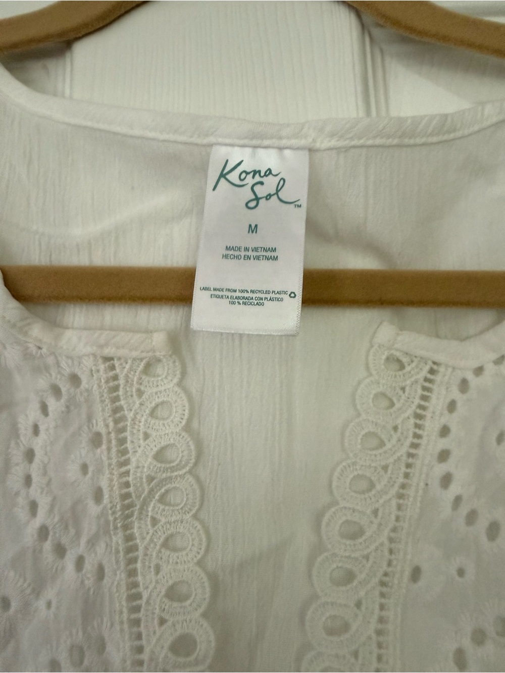 Kona Sol White Eyelet Cover Up Tunic Women’s Medium Beach Swim Cover-Up - Picture 3 of 5